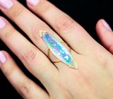 Эксклюзивная огранка! Золотое кольцо с крупным ярким эфиопским опалом 8,04 карата и бриллиантами Золото