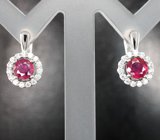 Изящные серебряные серьги с рубинами Серебро 925