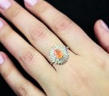 Яркое серебряное кольцо с ограненным мексиканским опалом и разноцветными сапфирами бриллиантовой огранки Серебро 925