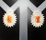 Яркие серебряные серьги с ограненными мексиканскими опалами и разноцветными сапфирами бриллиантовой огранки Серебро 925