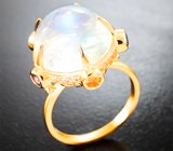 Кольцо с крупным лунным камнем 11,34 карата и разноцветными сапфирами