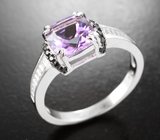 Стильное серебряное кольцо с аметистом и черными шпинелями