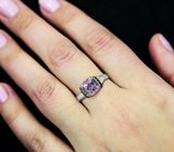 Стильное серебряное кольцо с аметистом и черными шпинелями