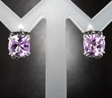Стильные серебряные серьги с аметистами и черными шпинелями