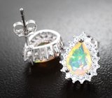 Чудесные серебряные пусеты с ограненными эфиопскими опалами