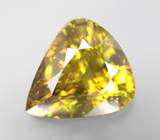 Кулон с крупным желто-зеленым сфеном 7,69 карата и бесцветными цирконами Серебро 925