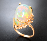 Золотое кольцо с невероятно-ярким крупным кристаллическим эфиопским опалом 13,67 карата