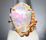 Золотое кольцо с невероятно-ярким крупным кристаллическим эфиопским опалом 13,67 карата