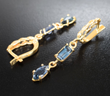 Золотые серьги с редкими синими шпинелями топовых характеристик 2,15 карата и бриллиантами