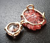 Кулон с резным турмалином 5,27 карата и оранжевато-желтым цирконом высокой чистоты 2,89 карата