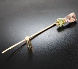 Брошь с многоцветным сфеном 1,51 карата и цирконом 3,25 карата Золото