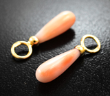 Подвесы для серег с натуральными solid кораллам 4,98 карата Золото