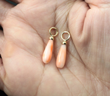 Подвесы для серег с натуральными solid кораллам 4,98 карата Золото