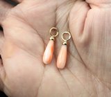 Подвесы для серег с натуральными solid кораллам 4,98 карата Золото