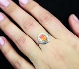 Серебряное кольцо с ограненным мексиканским опалом и разноцветными сапфирами бриллиантовой огранки Серебро 925
