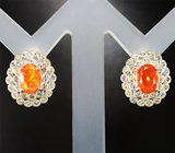 Серебряные серьги с ограненными мексиканскими опалами и разноцветными сапфирами бриллиантовой огранки