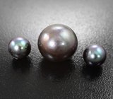 Набор из 3 черных морских жемчужин 25,44 карата! Титановый люстр 