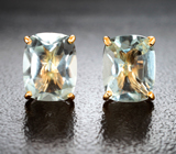 Золотые пусеты с платиново-зелеными аметистами 3,69 карата Золото