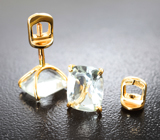 Золотые пусеты с платиново-зелеными аметистами 3,69 карата Золото