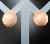 Золотые пусеты с крупным резным жемчугом Edison 31,93 карата и белым морским жемчугом