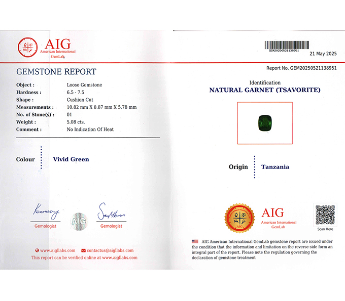 Цаворит 5,07 карата 