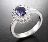 Превосходное серебряное кольцо с насыщенно-синим сапфиром Серебро 925