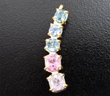 Кафф с фиолетовой, розовой и синими шпинелями 2,1 карата Золото