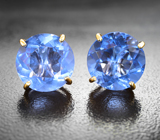 Золотые пусеты с крупными флюоритами с контрастной сменой цвета 11,41 карата