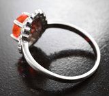Яркое серебряное кольцо с ограненным мексиканским опалом и разноцветными сапфирами бриллиантовой огранки Серебро 925