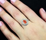 Яркое серебряное кольцо с ограненным мексиканским опалом и разноцветными сапфирами бриллиантовой огранки Серебро 925