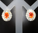 Яркие серебряные серьги с ограненными мексиканскими опалами и разноцветными сапфирами бриллиантовой огранки Серебро 925