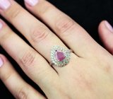 Шикарное серебряное кольцо с рубином и разноцветными сапфирами бриллиантовой огранки Серебро 925