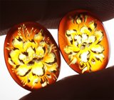 Парный резной янтарь 5,15 карата 