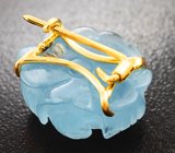 Брошь с резным аквамарином 19,74 карата