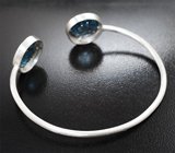 Комплект с синими топазами авторской огранки 12,59 карата и лейкосапфирами