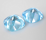 Пара голубых топазов высокой чистоты 12,23 карата 