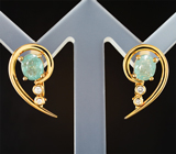 Золотые серьги с яркими параиба турмалинами 1,73 карата и бриллиантами
