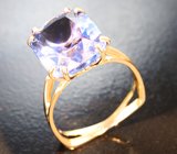 Золотое кольцо с крупным насыщенным флюоритом со сменой цвета 6,6 карата Золото
