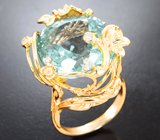 Массивное золотое кольцо с эксклюзивным неоново-мятным апатитом 20,89 карата и бриллиантами