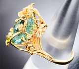 Массивное золотое кольцо с эксклюзивным неоново-мятным апатитом 20,89 карата и бриллиантами
