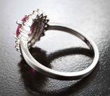 Серебряное кольцо с ярким рубином и разноцветными сапфирами бриллиантовой огранки