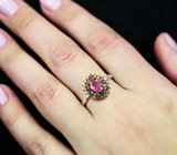Серебряное кольцо с ярким рубином и разноцветными сапфирами бриллиантовой огранки Серебро 925
