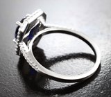 Стильное серебряное кольцо с насыщенно-синим сапфиром Серебро 925