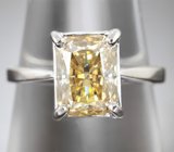 Кольцо с желтым муассанитом топовой огранки 1,76 карата
