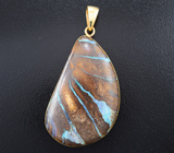 Крупный золотой кулон с контрастным австралийским болдер опалом 34,6 карата