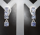 Прелестные серебряные серьги с танзанитами