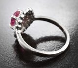 Серебряное кольцо с ярким рубином и разноцветными сапфирами бриллиантовой огранки Серебро 925