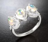 Эффектное серебряное кольцо с кристаллическими эфиопскими опалами