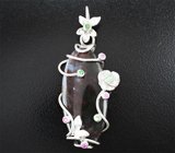 Кулон с дендритическим агатом 11,36 карата, розовыми сапфирами и цаворитами