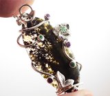 Кулон с дендритическим агатом 11,36 карата, розовыми сапфирами и цаворитами